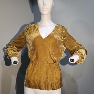 J. Crew Mustard Velvet Blouse